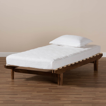 Baxton Studio Hiro Walnut Finished Wood Expandable Twin Size to King Size Bed Frame 168-10738